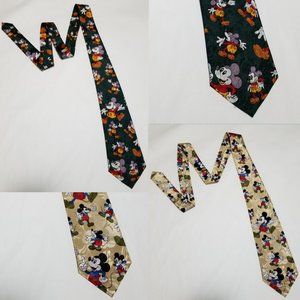 Simon Mickey Mouse Print Silk Ties: Lot of 2